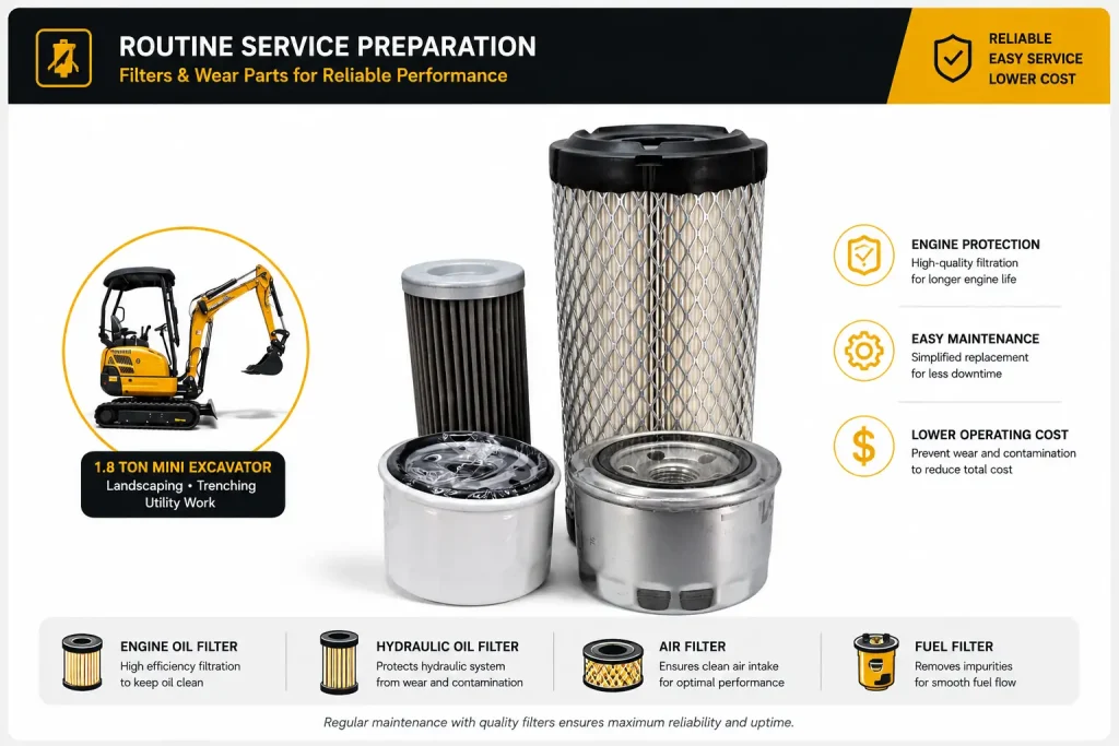 Routine service filters for 1.8 ton mini excavator maintenance | SINN