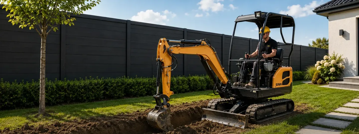 1.8 ton mini excavator for landscaping and trenching work by SINN.